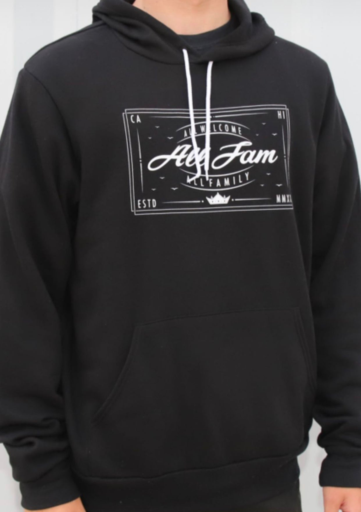 ALL FAM ALL WELCOME HOODIE (DRK GRY/ WHT)